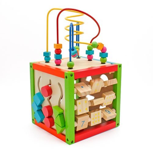Wooden Learning Bead Maze Cube 5 in 1 Activity Center Educational Toy
