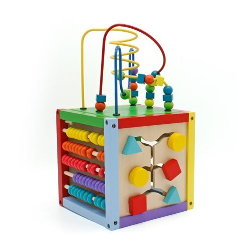 8 x 8 Inch Wooden Learning Bead Maze Cube Multicolor