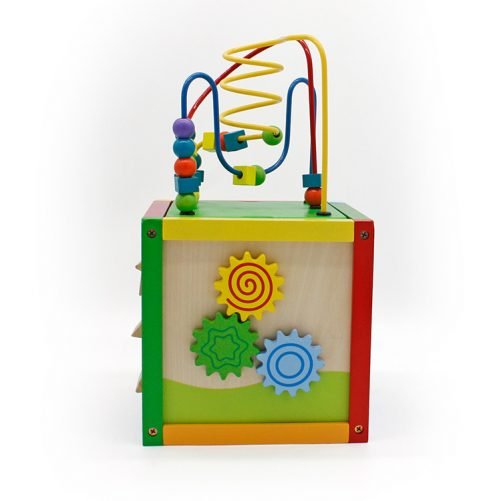 8 x 8 Inch Wooden Learning Bead Maze Cube Multicolor