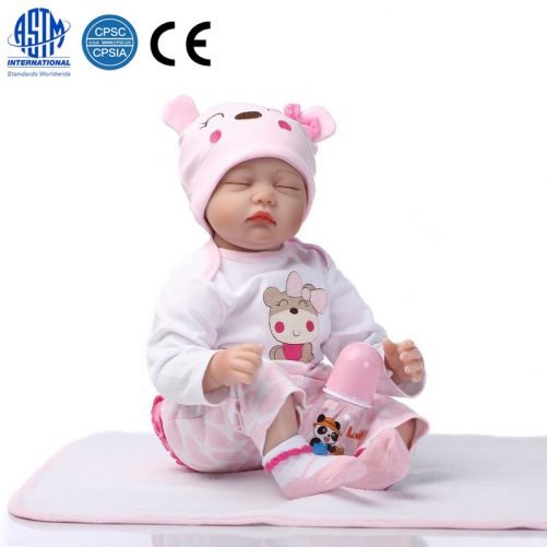 22" Mini Cute Baby Toy in Hippo Pattern Clothes Pink