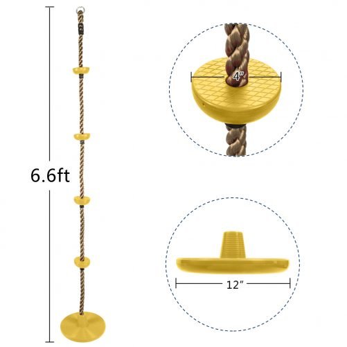 Climbing Rope Swing with Disc Swing Seat Set Rope Ladder Yellow
