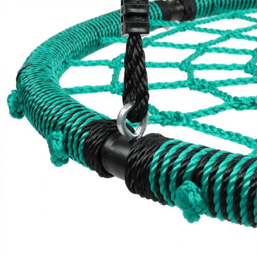 40" Spider Web Round Rope Swing with Adjustable Ropes, 2 Carabiners  (Green & Black)