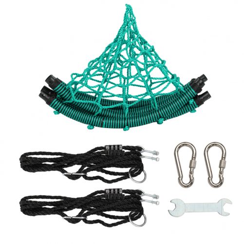 40" Spider Web Round Rope Swing with Adjustable Ropes, 2 Carabiners  (Green & Black)