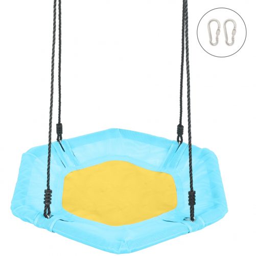 40″ Hexagon Swing with 2 Carabiners & Adjustable Rope (Blue & Yellow)