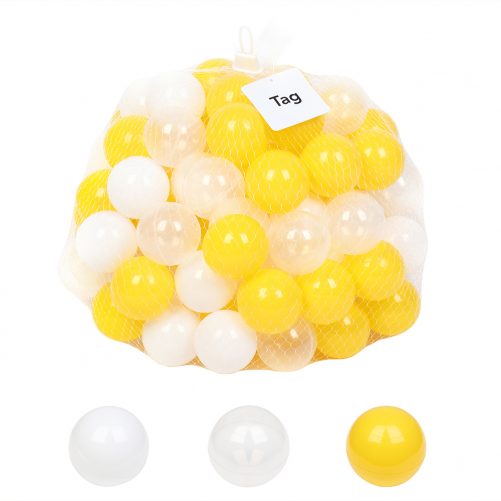 100pcs 5.5cm Fun Soft Plastic Ocean Ball Swim Pit Toys Baby Kids Toys （Yellow white Transparent）