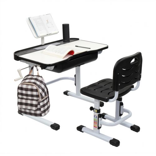 Children Learning Table And Chair Black (With Reading Stand Without Desk Lamp)