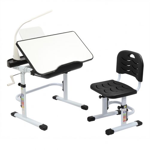 Children Learning Table And Chair Black (With Reading Stand USB Interface Desk Lamp)