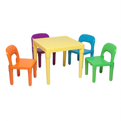 Set of Plastic Table And Chair, One Desk And Four Chairs