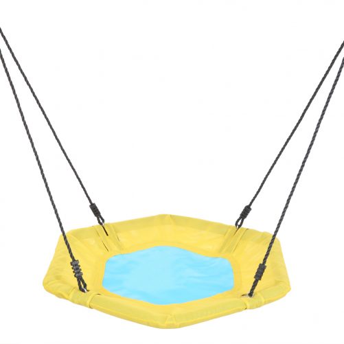 40" Hexagon Swing with  2 Carabiners & Adjustable Rope(Yellow & Blue)