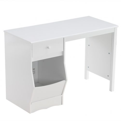 Painted Simple Student Table, White with Drawers and Storage