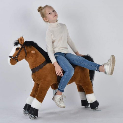 36'' Ride-on Horse for 4-9 Years Old  (Black Mane and Tail)
