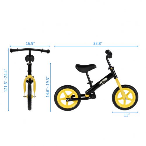 Kids Balance Bike  Height Adjustable  Yellow