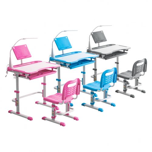 Student Desks and Chairs Set C Style with Light, Pink