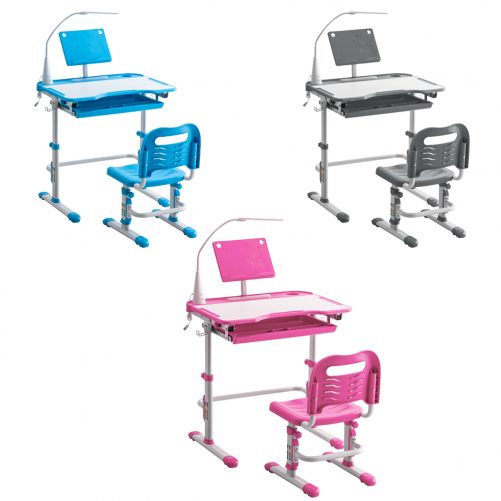 Student Desks and Chairs Set C Style with Light, Pink