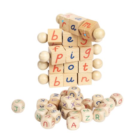 Wooden Montessori Phonetic Cubes Reading Blocks