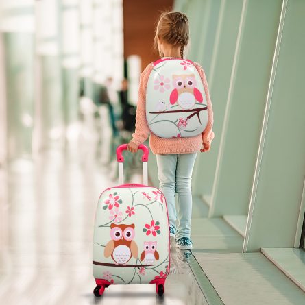 Children's 12-inch Square Backpack And 16-inch Four-wheel Trolley