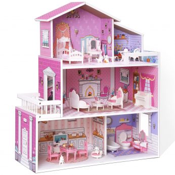 Wooden Dollhouse For Kids