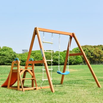 Wooden Swing Set With Slide