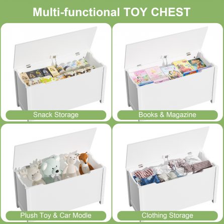 Toy Box With Safety Hinged Lid