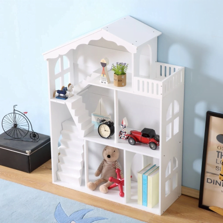 Ella White Dollhouse Bookcase