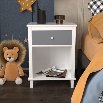 Wooden Nightstand With One Drawer One Shelf