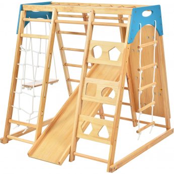 Wooden Climber 8-in-1 Slide Playset