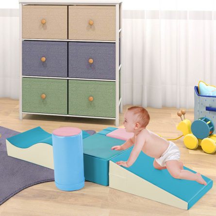 Colorful 6 In 1 Soft Climb And Crawl Foam Playset