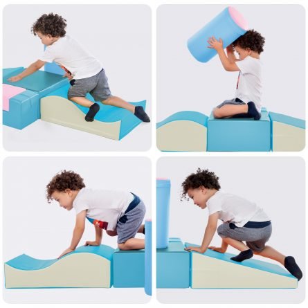 Colorful 6 In 1 Soft Climb And Crawl Foam Playset