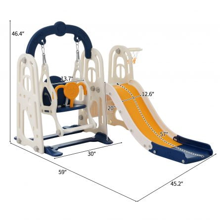3 In 1 Slide And Swing Set For Toddler