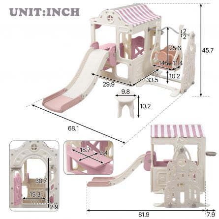6 in 1 Toddler Slide and Swing Set