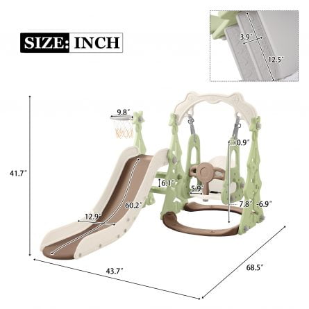 3 In 1 Toddler Slide And Swing Set